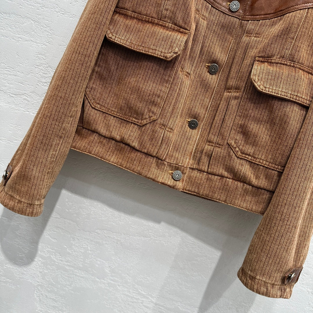 Women's Denim Leather Jacket