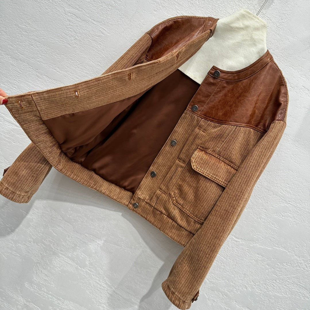 Women's Denim Leather Jacket