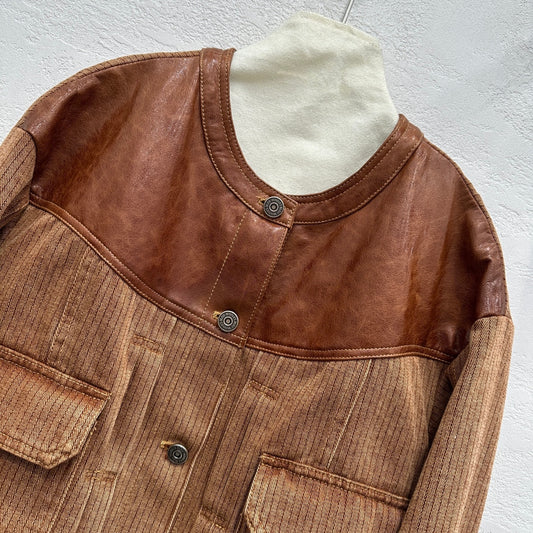 Women's Denim Leather Jacket 