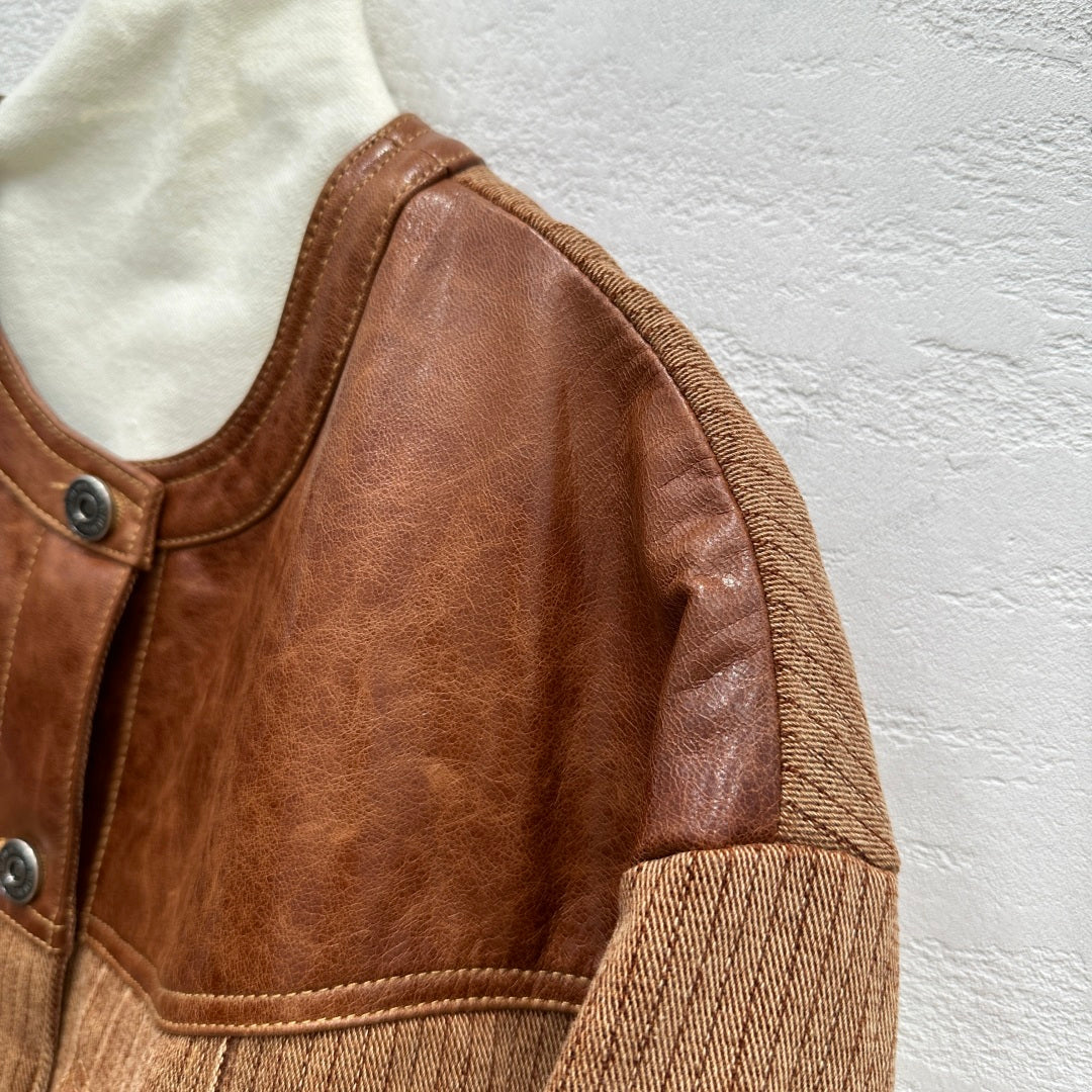 Women's Denim Leather Jacket 
