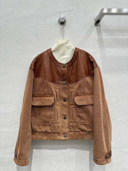 Women's Denim Leather Jacket 