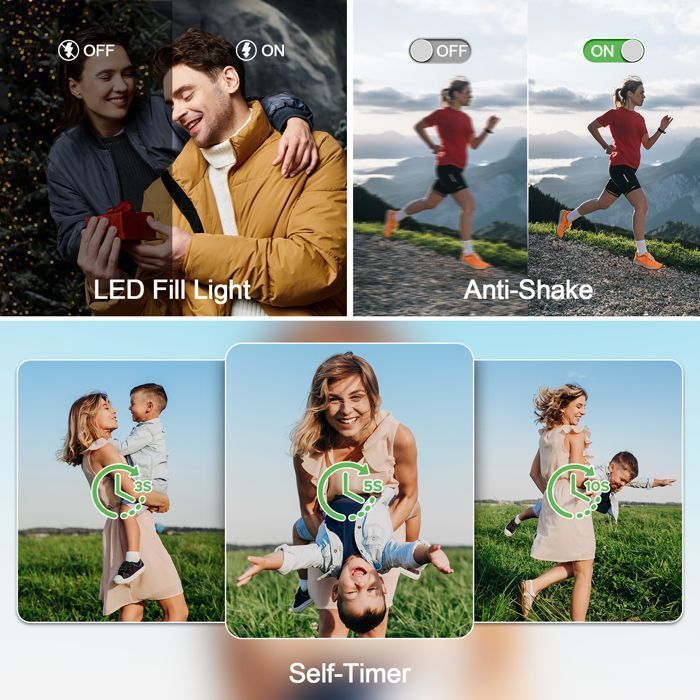 VexFur Appareil Photo Numérique Compact 4K 72MP Caméra vidéo WiFi Autofocus
